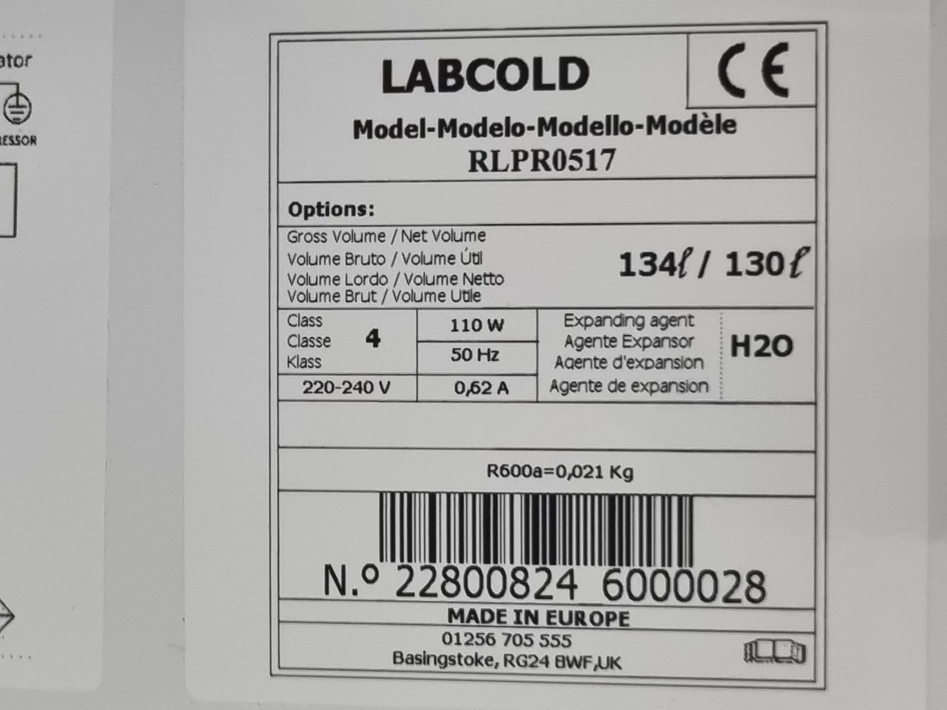 Labcold Undercounter Fridge. Model RLPR0517 - Image 2 of 3