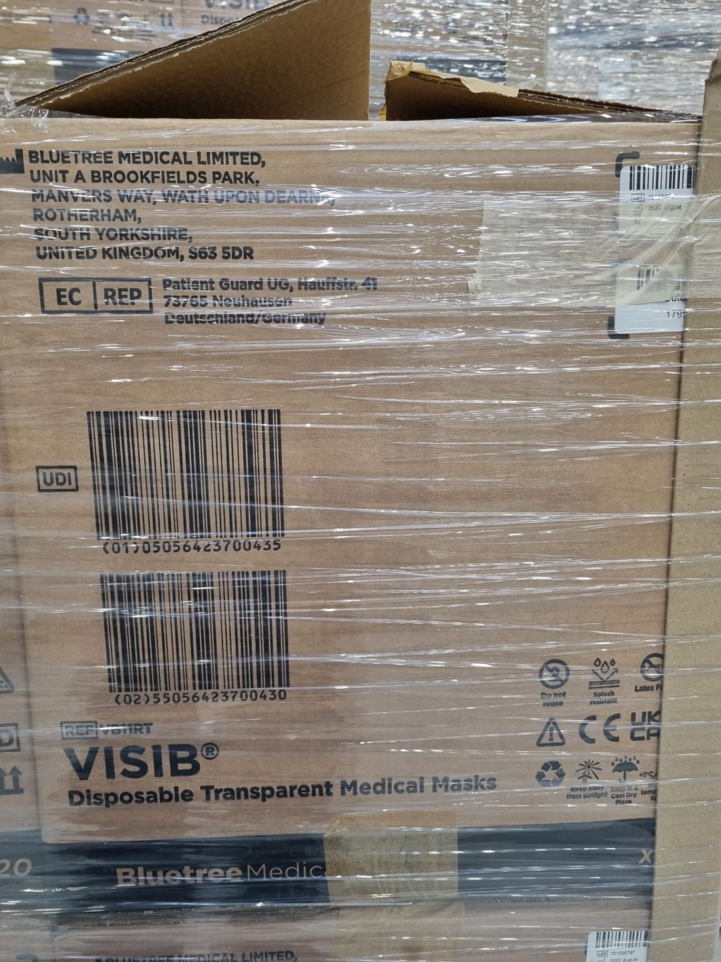 24x pallets across 2 rows of Visib Transparent Medical Masks - Image 2 of 2