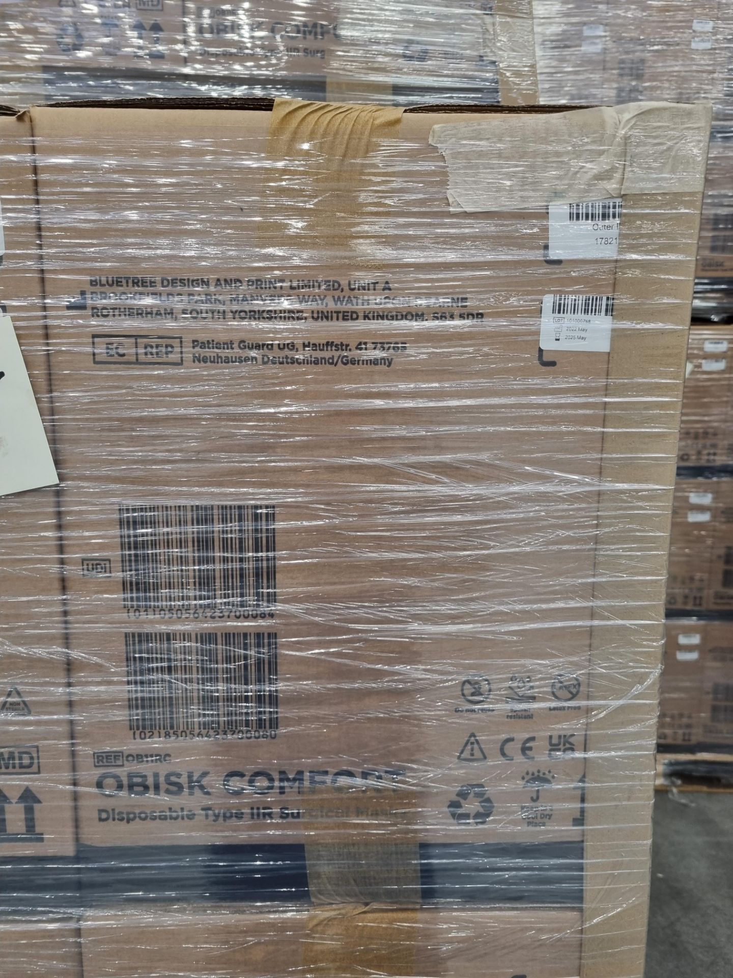 14x pallets across 2 rows of Obisk Comfort Disposable Type 11R Surgical Masks - Image 2 of 2