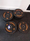Set of Mirafit Olympic Orange Crumb Bumper Plates,