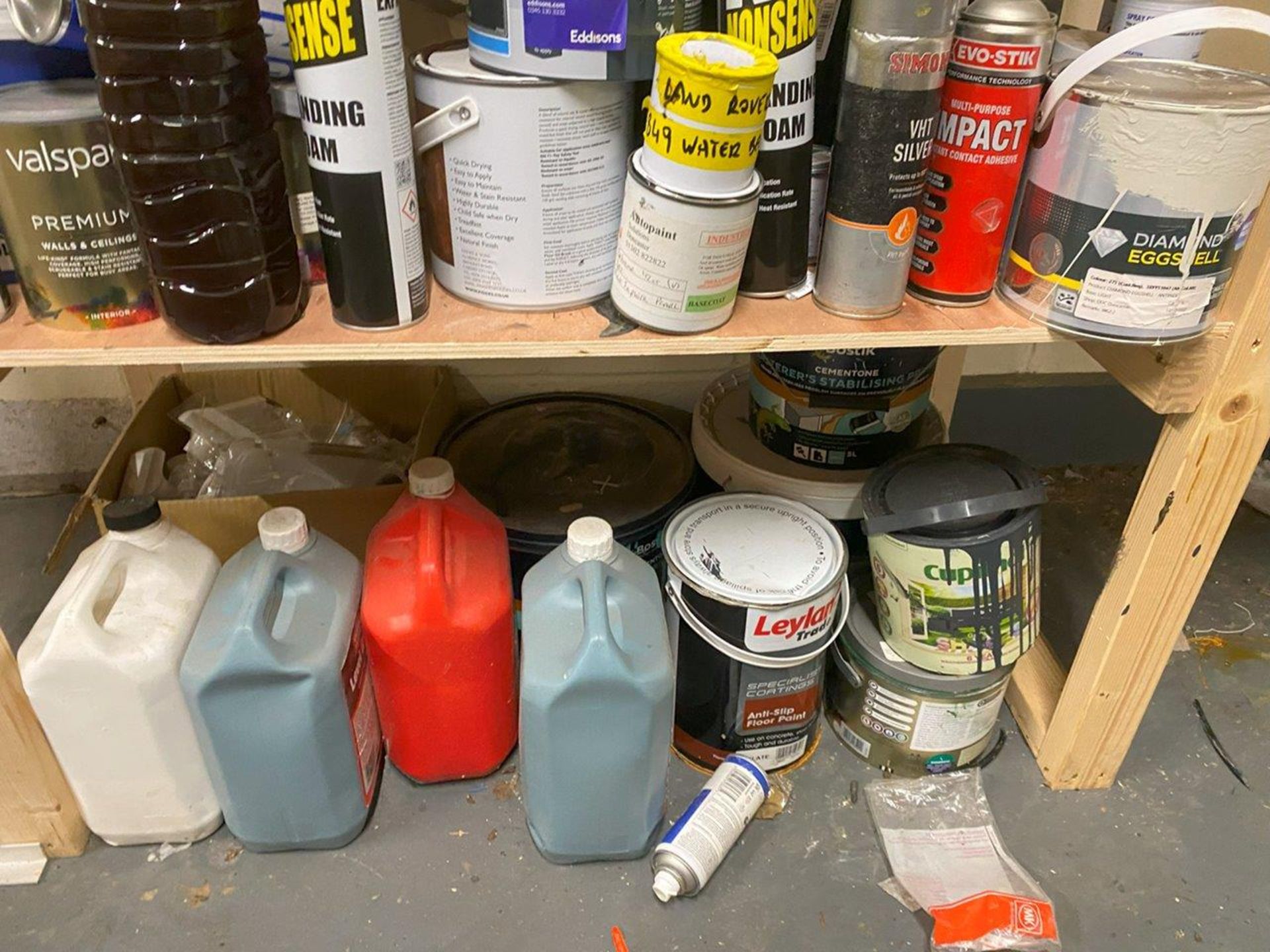 Quantity of Paints, Expanding Foam, Foam Gun Gleaner, PVA Glue, Line Marker, Buckets and Small - Image 2 of 10