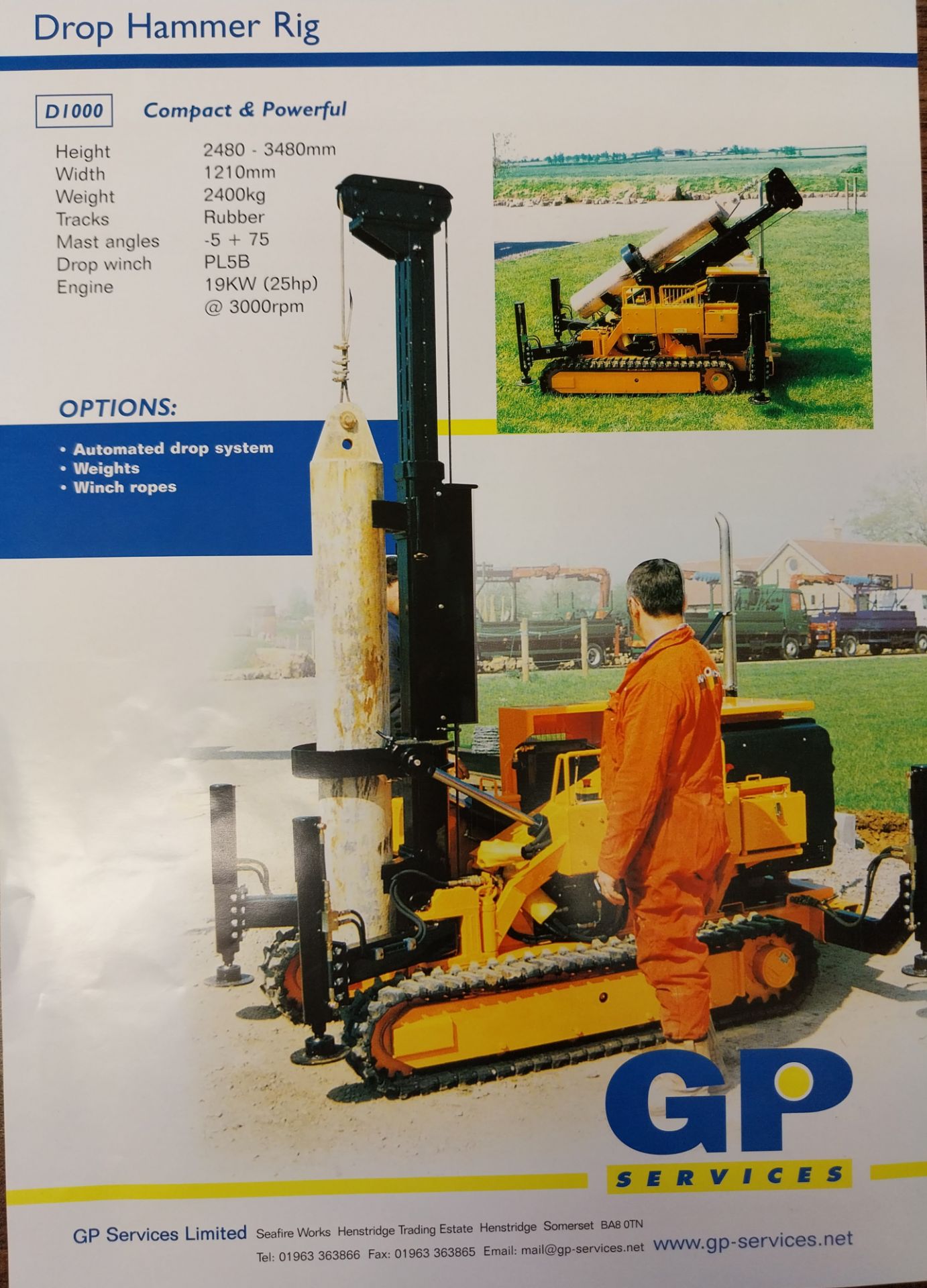 GP Services D1000 mini drop hammer hydraulic pilin - Image 8 of 9