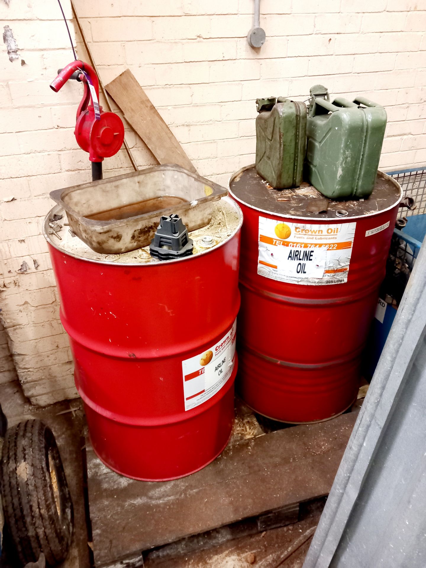 2 x drums containing Airline oil