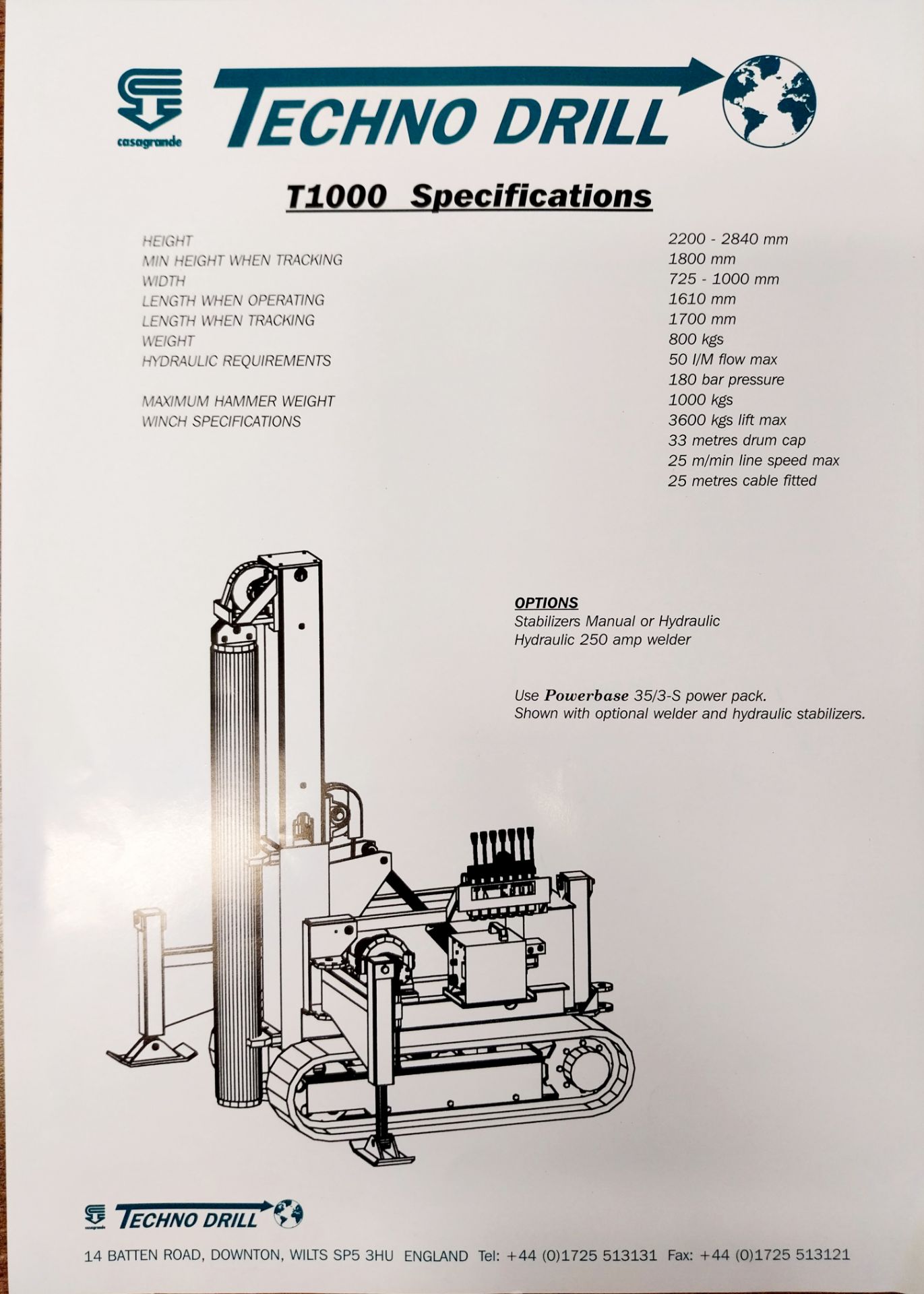 Techno Drill T1000 Mini Drop Hammer Hydraulic Pili - Image 10 of 14