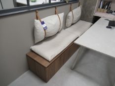 Wood Veneer Bench Seat with 3 Drawers Beneath and Cushions