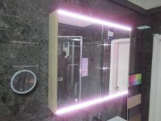 Dansani Light Oak Mirrored LED Illuminated Cabinet