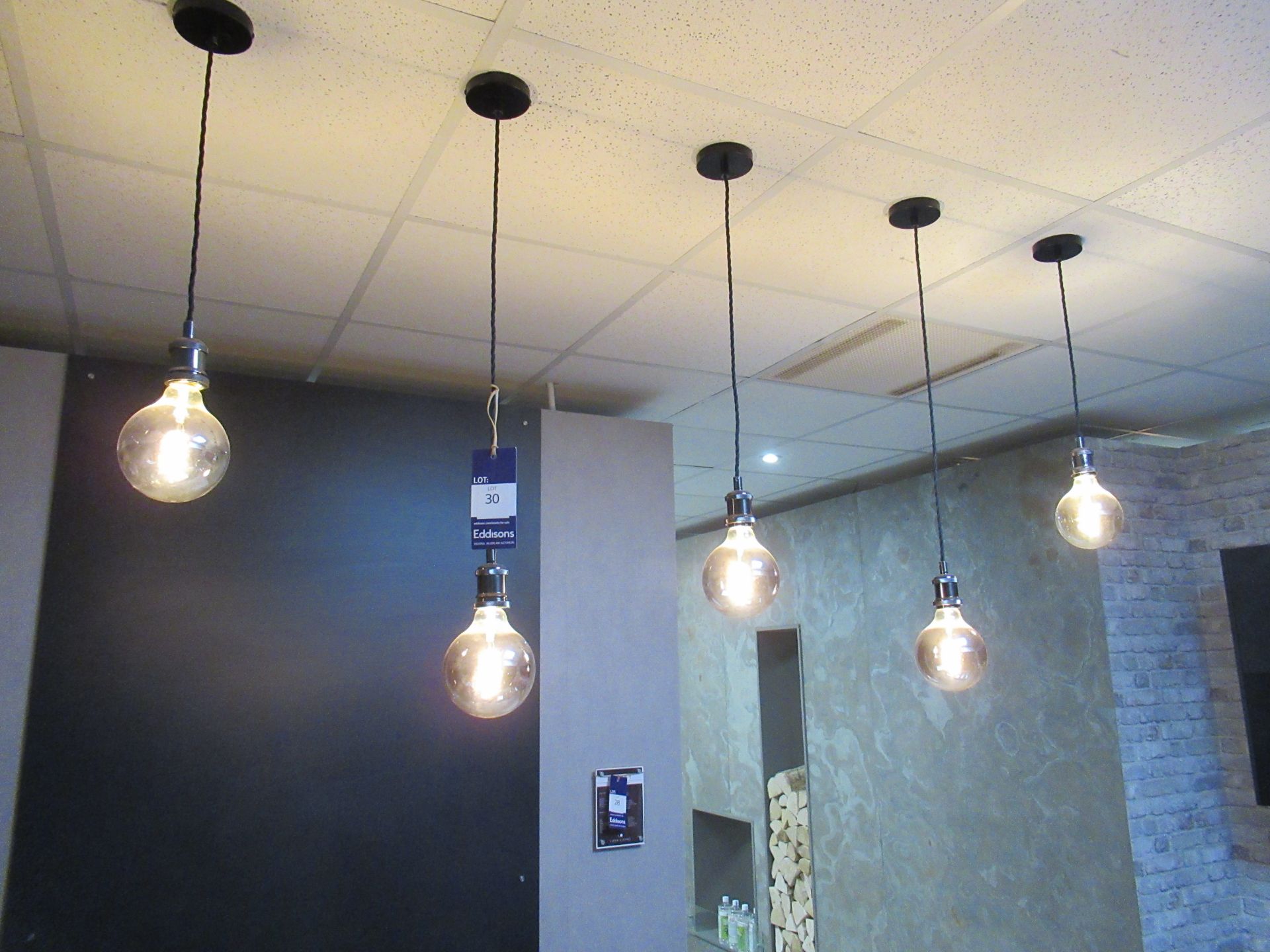 5x Suspended Ceiling Lights with Globe Bulbs