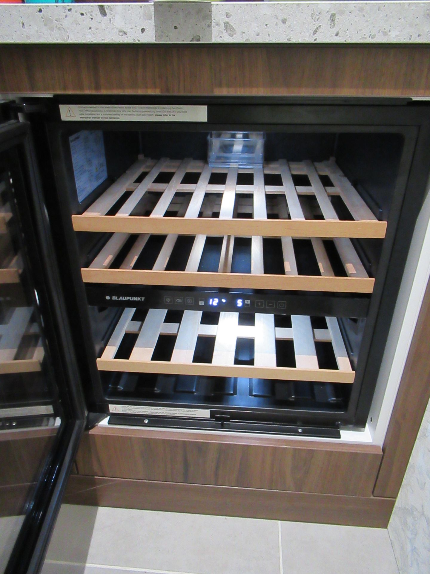 Display Pantry in Walnut Effect with Laminate Worktop and Blaupunkt Model 5WK610FF0L Bottle Fridge - Image 3 of 4