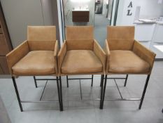 3x KFF of Denmark Leather Upholstered Counter Stools