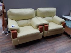 2 x Cream/ Yellow Leather Chairs