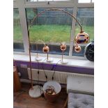 Large Copper Effect Lamp and 3 x Small Copper Effect Lamps on Marble Bases