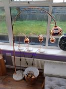 Large Copper Effect Lamp and 3 x Small Copper Effect Lamps on Marble Bases