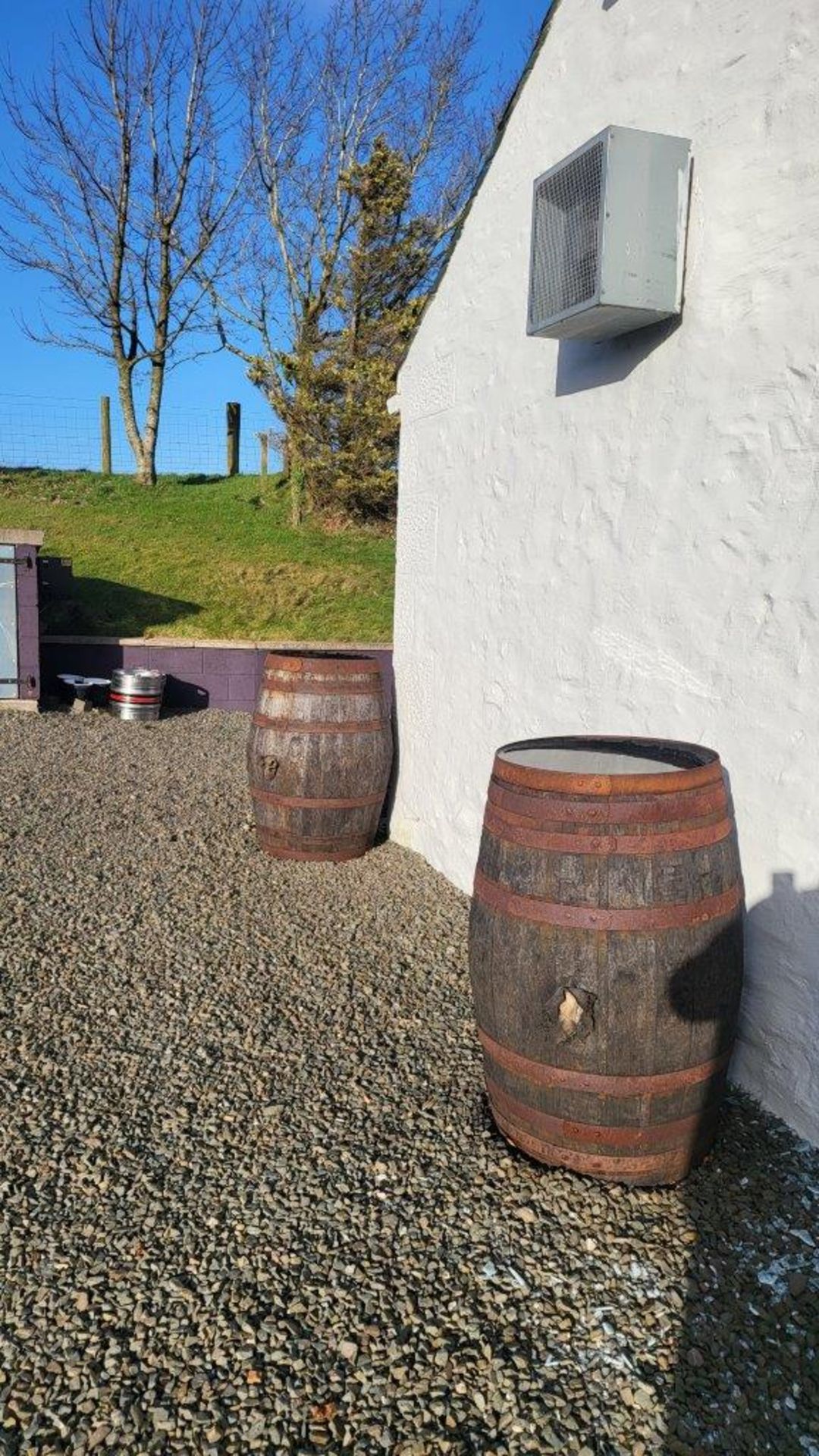 4 x Whiskey Barrels, Decorative exhausted barrels