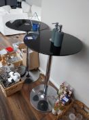 2 x Circular Chrome Based High Tables