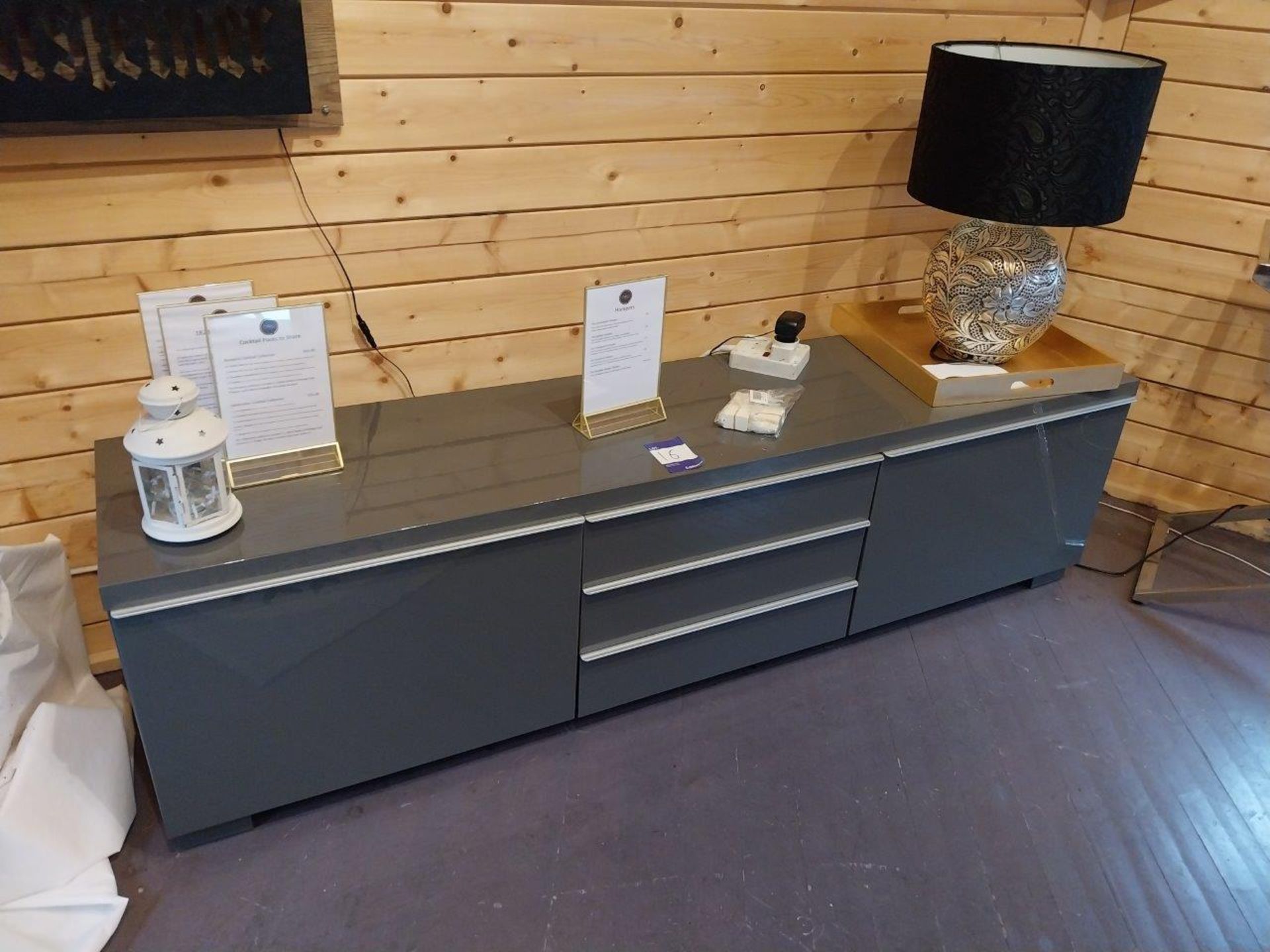 Grey Double Door and Three Draw Side Board and Flo