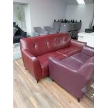 2 x Red/ Purple Leather Sofa's
