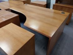 Contents of Executives Cherry Wood Furniture to include; Right Hand Curve Desk, Desk Extension