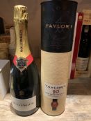 Bottle of Bollinger Special Cuvee Champagne and a Boxed Bottle of Taylor's Port