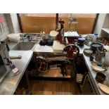 Stainless Steel Kitchen Counters with Undertiers, Splashback, Single Sink Basin and Wash Unit.