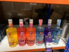 6 x bottles of Hooting Owl Gin in various flavours