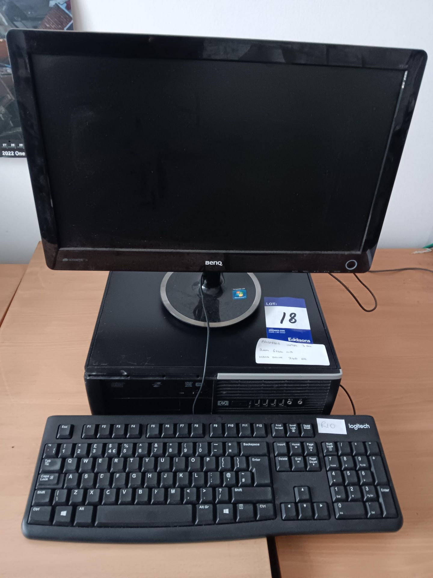 HP Computer with Monitor & Keyboard – 3GHZ Processor, 6144MB Ram & 240GB Hard Drive