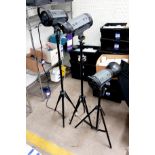 Neewer Studio Photography equipment to include 3 x Neewer S-400N Photography lights with tripods,