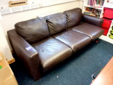 Brown leather 3 seater sofa