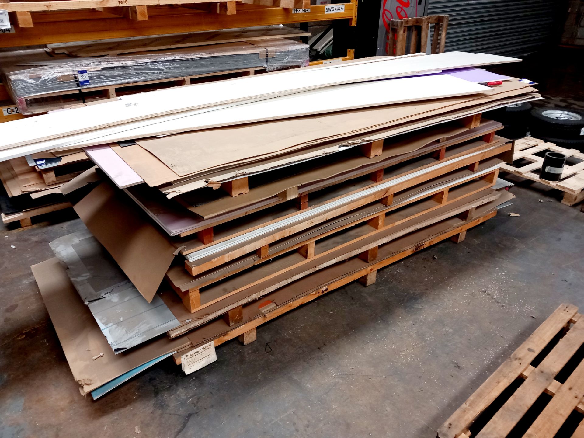 Quantity of various material sheet stock to include steel, plasterboard, plastic (various sizes) - Image 2 of 2