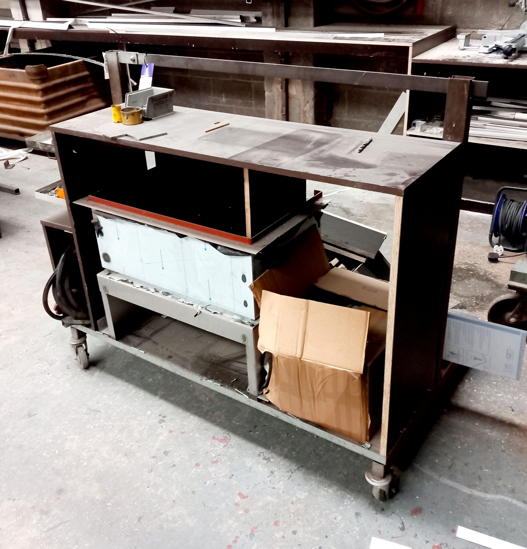 Fabricated mobile work trolley