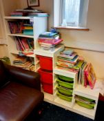 Collection of children’s books to shelving unit (unit included), Children’s table and chairs