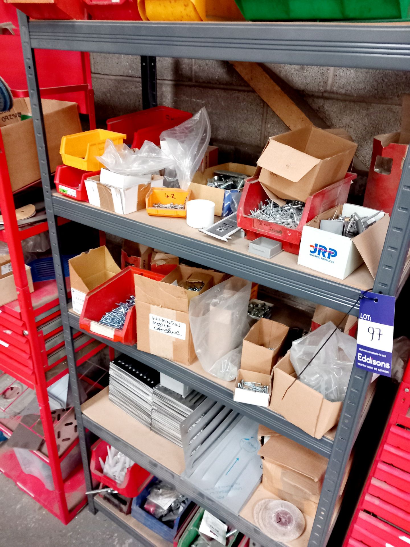 4 x Shelving units and contents of consumables, grinding discs, fittings etc. - Image 2 of 3