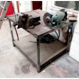 Fabricated workbench (1200x1000) with Record vice & twin disc grinder