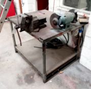 Fabricated workbench (1200x1000) with Record vice & twin disc grinder