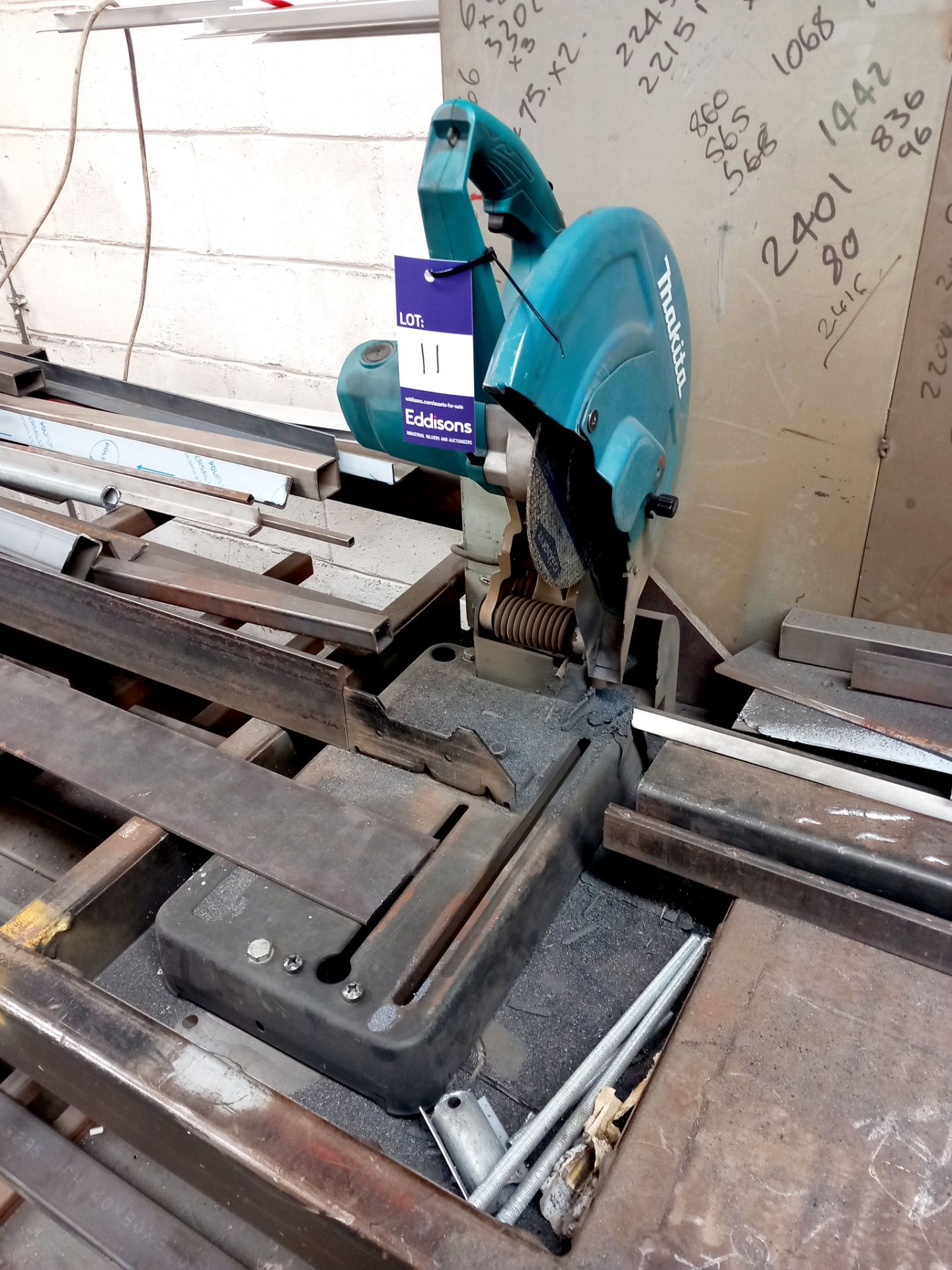 Makita LW1401 Steel Cut Off Saw & Self fabricated - Image 2 of 3
