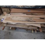 Various boards and offcuts of oak, sapele, iroko, elm and rosewood