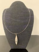 Silver necklace with Silver Leaf Pendant (stamped with assay marks)