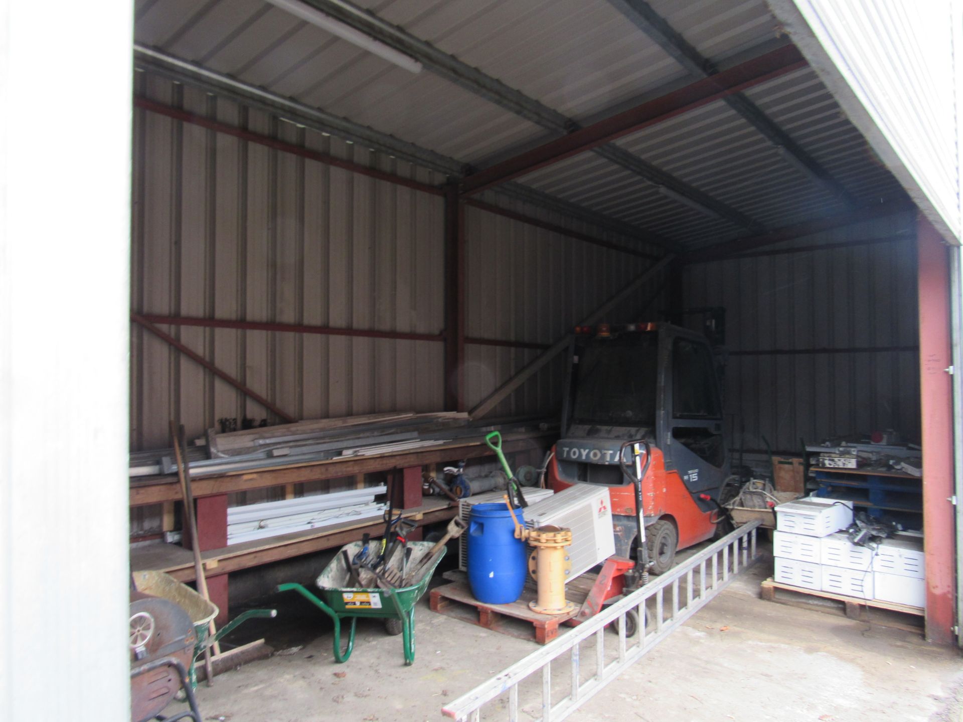 Steel Portal frame store/building with 2 roller shutter doors, electrical control panel, wall and - Image 9 of 16