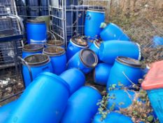 25 Schutz blue plastic drums, some with lids, approx. 580mm x 340mm