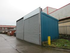 Steel Portal frame store/building with 2 roller shutter doors, electrical control panel, wall and
