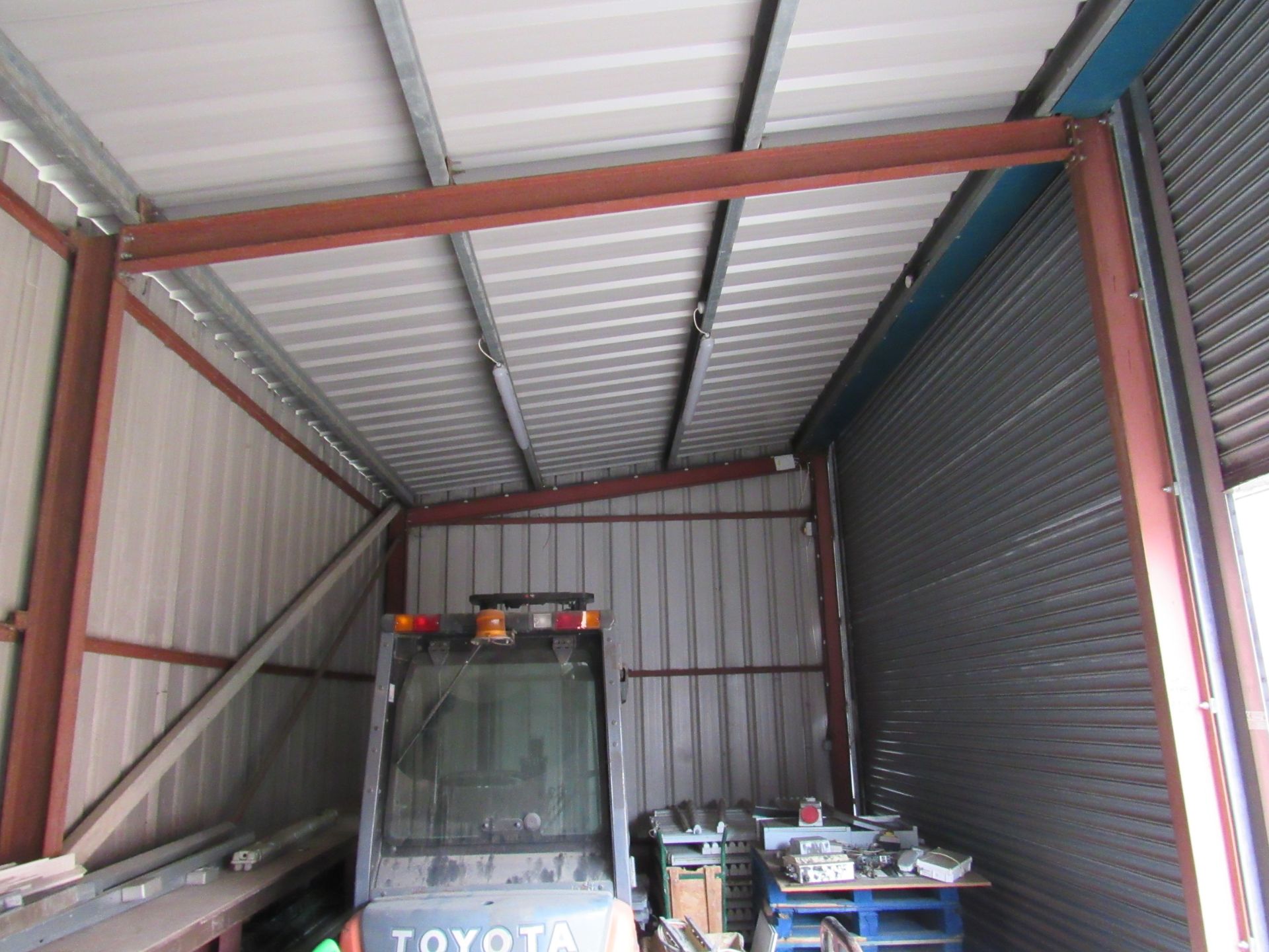 Steel Portal frame store/building with 2 roller shutter doors, electrical control panel, wall and - Image 14 of 16