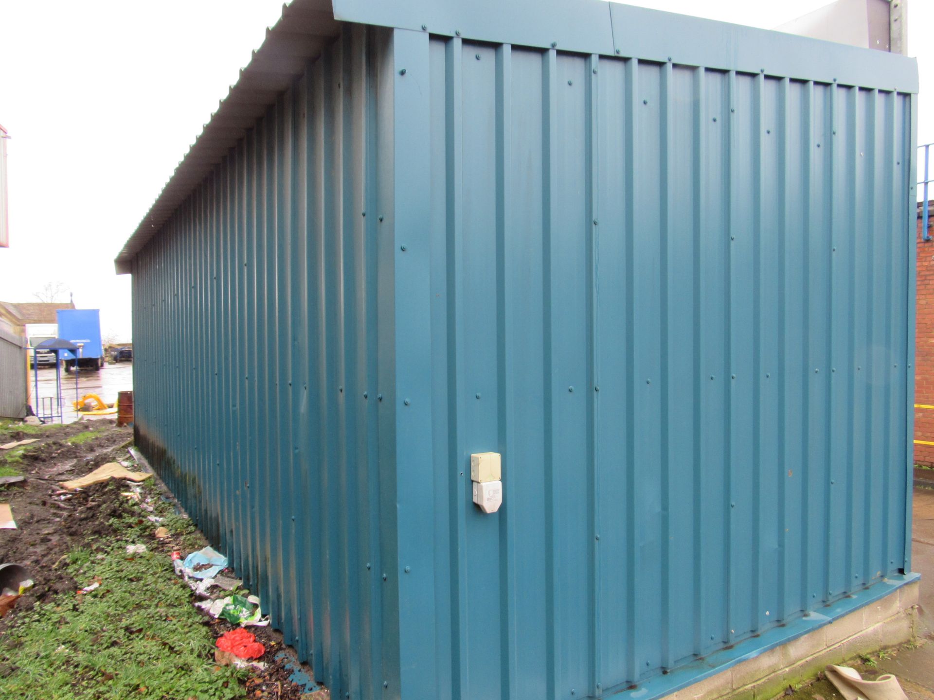 Steel Portal frame store/building with 2 roller shutter doors, electrical control panel, wall and - Image 6 of 16