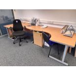 2 x Curved single person workstations, with 3 draw