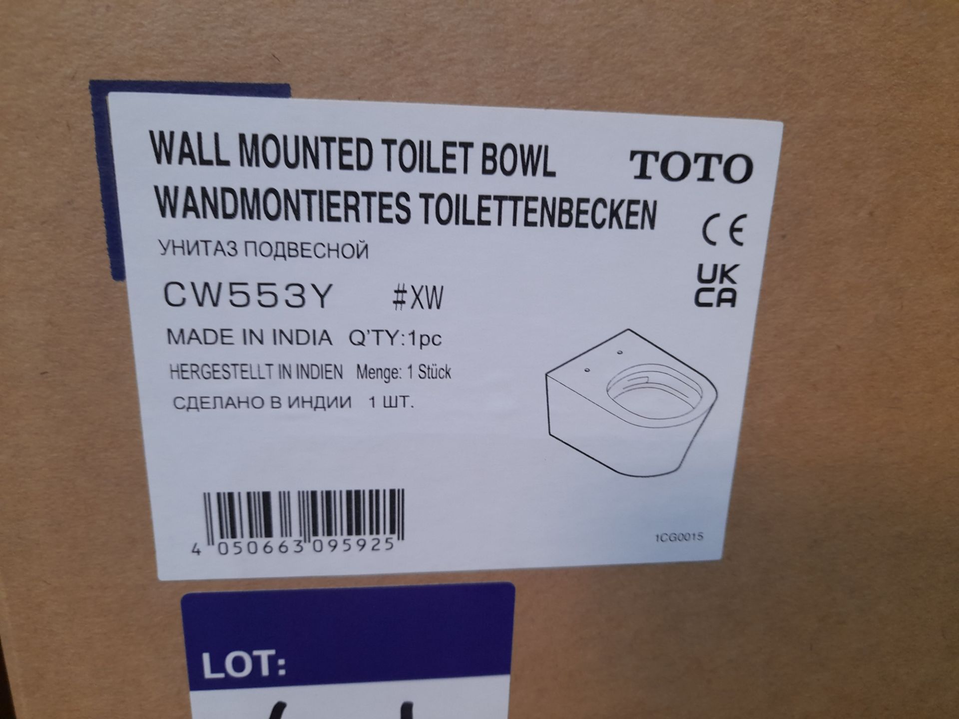 Toto Wall Mounted Toilet Bowl (CW553Y) (Boxed) - Image 2 of 2
