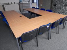 6 x rectangular tables & 12 x cushioned chairs