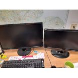 Acer monitor, ViewSonic monitor, and HP LaserJet P