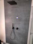Keuco shower system (black) shower over head, manual shower head, temperature adjustment included (