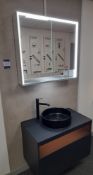 Keuco sink basin (800x500x550) with tap, under storage (800x500x400) and mirrored double door vanity