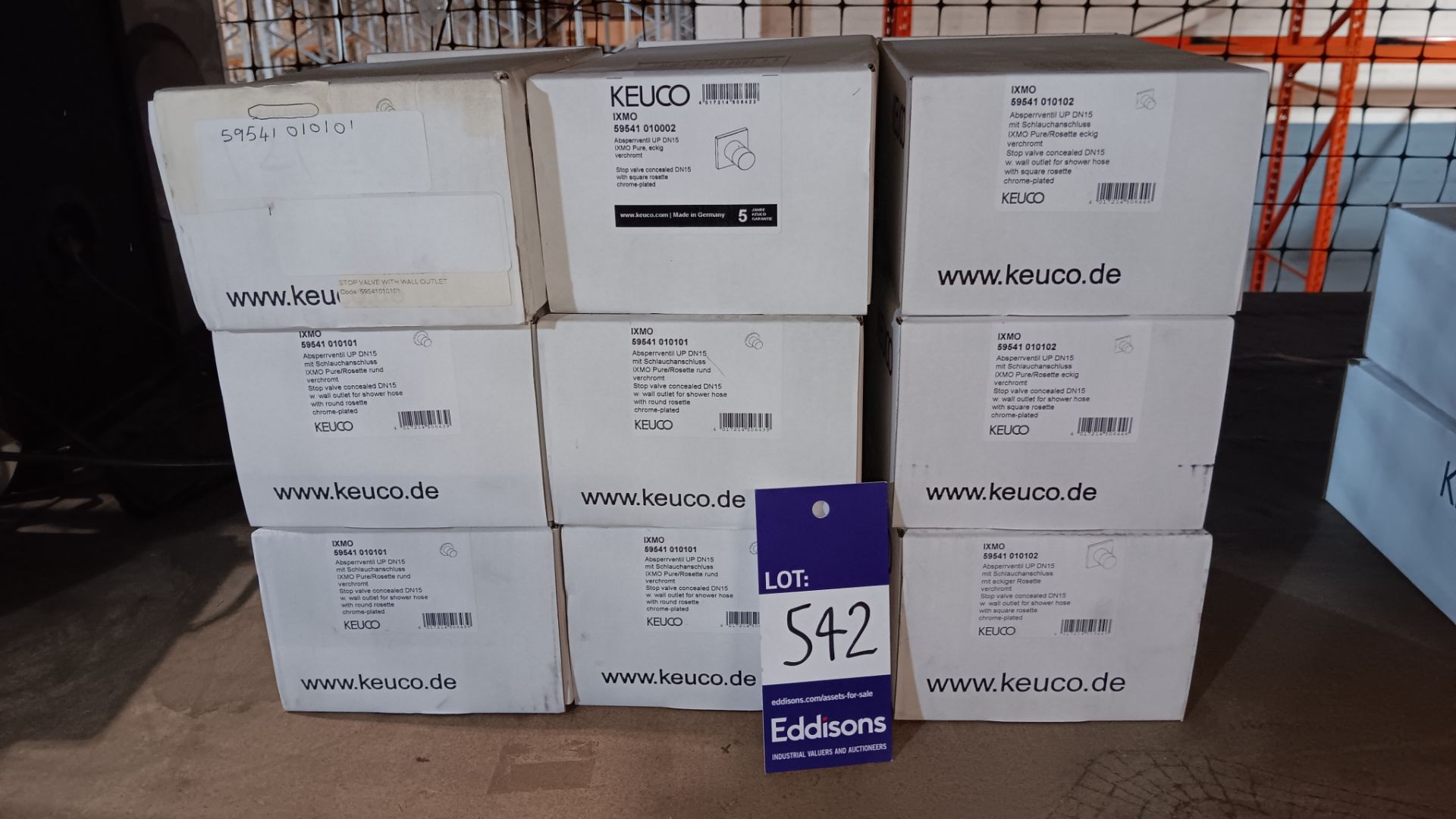 Quantity of various Keuco stop valves - Please see photo for full description. LOCATED ON MEZZANINE,