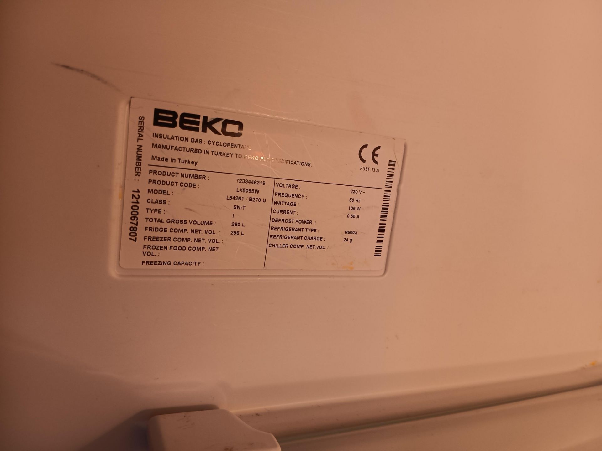 Beko A+ class fridge. LOCATED FIRST FLOOR - Image 2 of 2