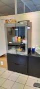 Glass door display cabinet with 2 draws underneath